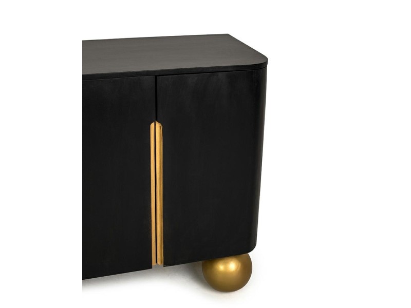 Komoda ORGANIC czarna / złota / drewno - MaMaison