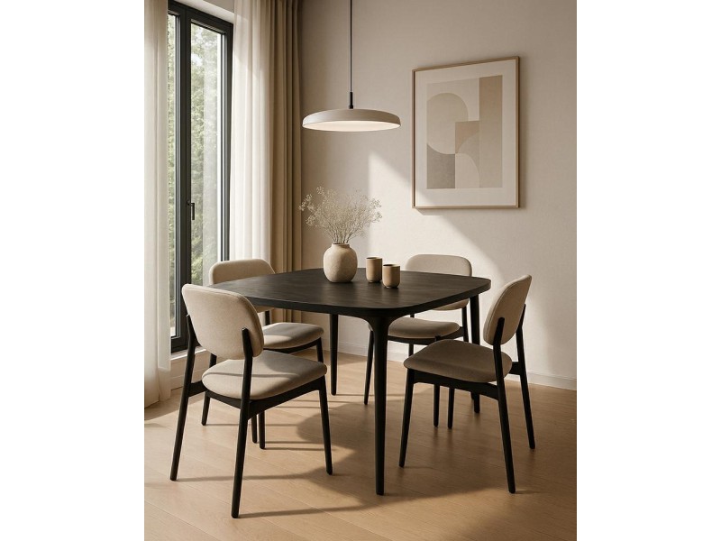 Stół jadalniany LAMINAR 120 czarny / drewno - MaMaison