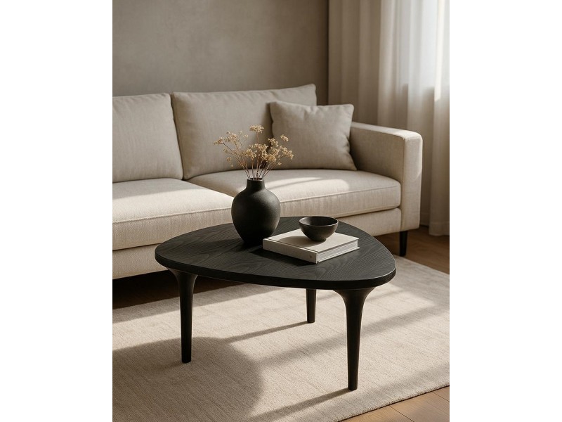 Stolik kawowy LAMINAR czarny / drewno - MaMaison