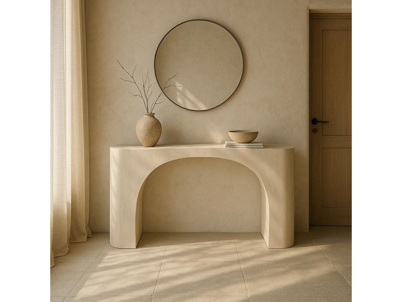 Konsola ICARO beżowa / drewno - MaMaison