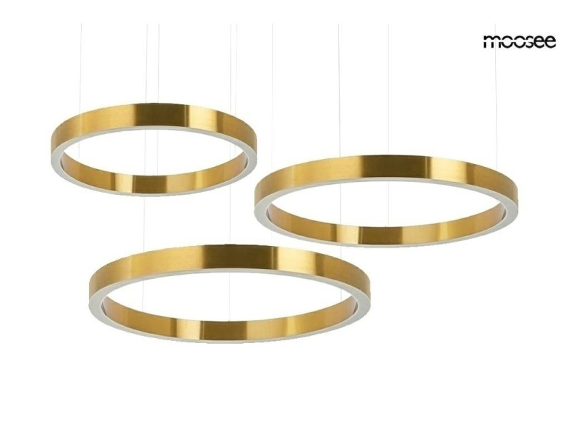 Lampa wisząca RING 40 + 60 + 60 złota na jednej podsufitce - Moosee