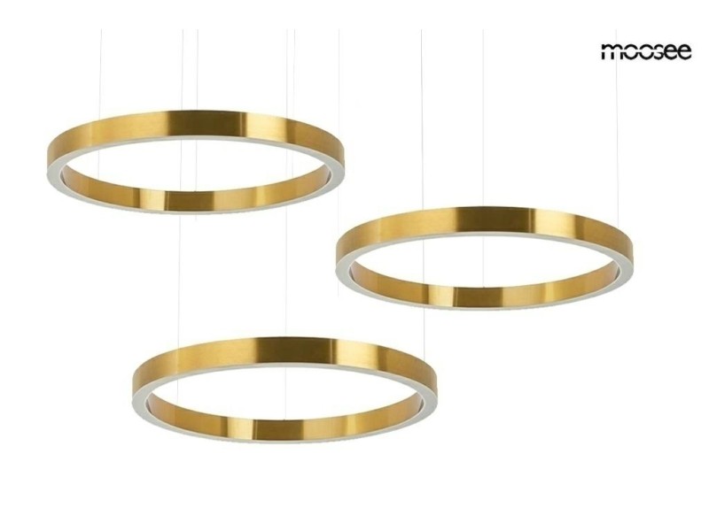 Lampa wisząca RING 60 + 60 + 60 złota na jednej podsufitce - Moosee