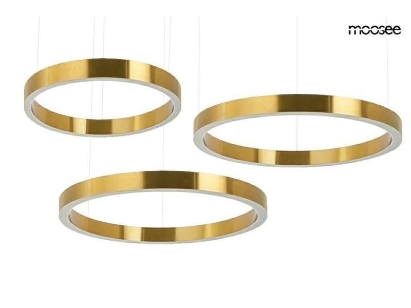 Lampa wisząca RING 60 + 80 + 80 złota na jednej podsufitce - Moosee