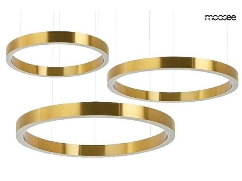 Lampa wisząca RING 60 + 80 + 100 złota na jednej podsufitce - Moosee