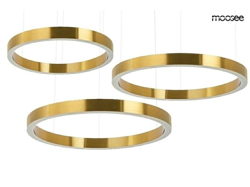 Lampa wisząca RING 80 + 80 + 100 złota na jednej podsufitce - Moosee