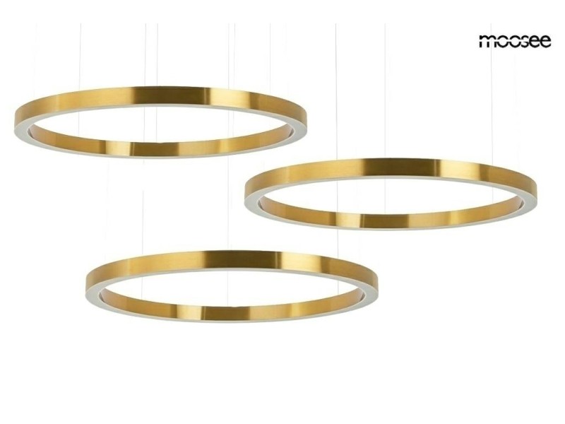 Lampa wisząca RING 100 + 100 + 100 złota na jednej podsufitce - Moosee