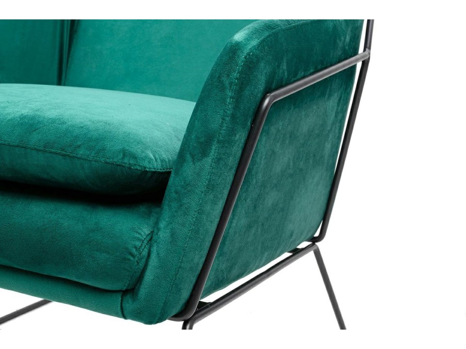 Fotel EMMA VELVET ciemny zielony welur - podstawa czarna - King Home