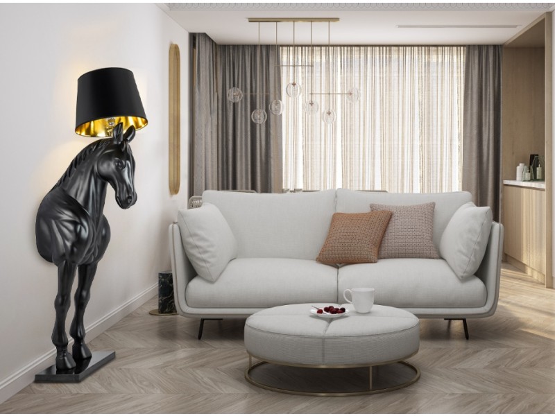 Lampa podłogowa KOŃ HORSE STAND M czarna - włókno szklane - Moosee