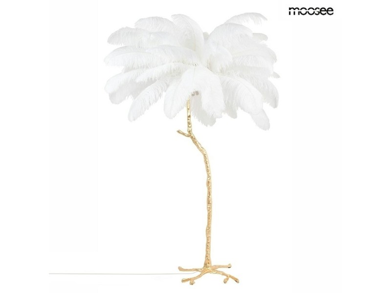 Lampa podłogowa TIFFANY 175 biała mosiądz / naturalne pióra - Moosee