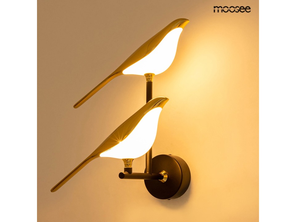 MOOSEE lampa ścienna BIRD TWIN złota - Moosee