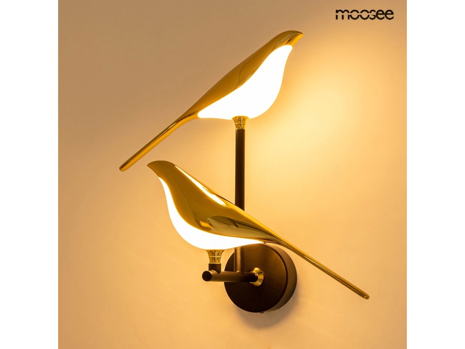 MOOSEE lampa ścienna BIRD TWIN złota - Moosee