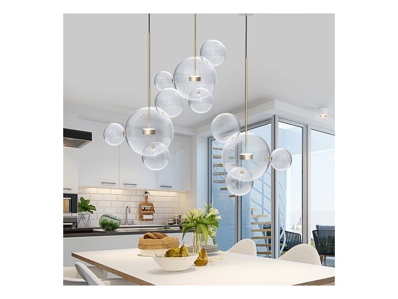 Lampa wisząca CAPRI LINE 3 złota - 180 LED, aluminium, szkło - Moosee