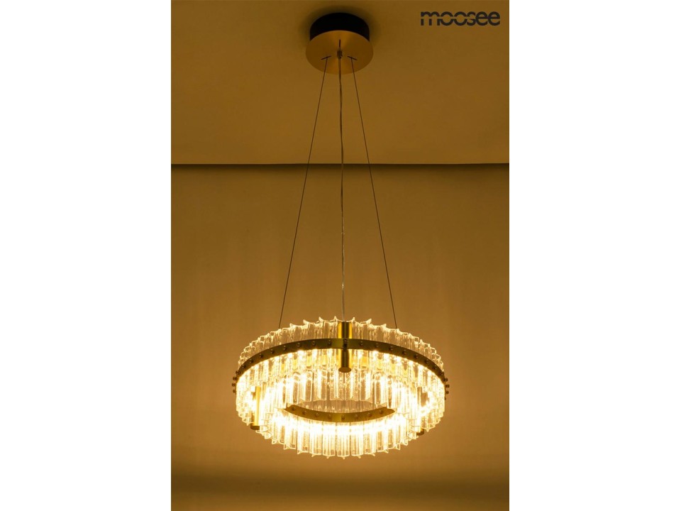 MOOSEE lampa wisząca SATURNUS 47 DUO złota - LED, kryształ, stal szczotkowana - Moosee