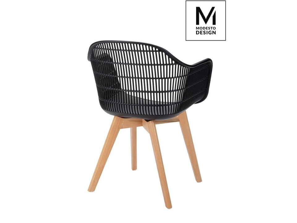 MODESTO krzesło BASKET ARM WOOD czarne - polipropylen, nogi jesionowe - Modesto Design