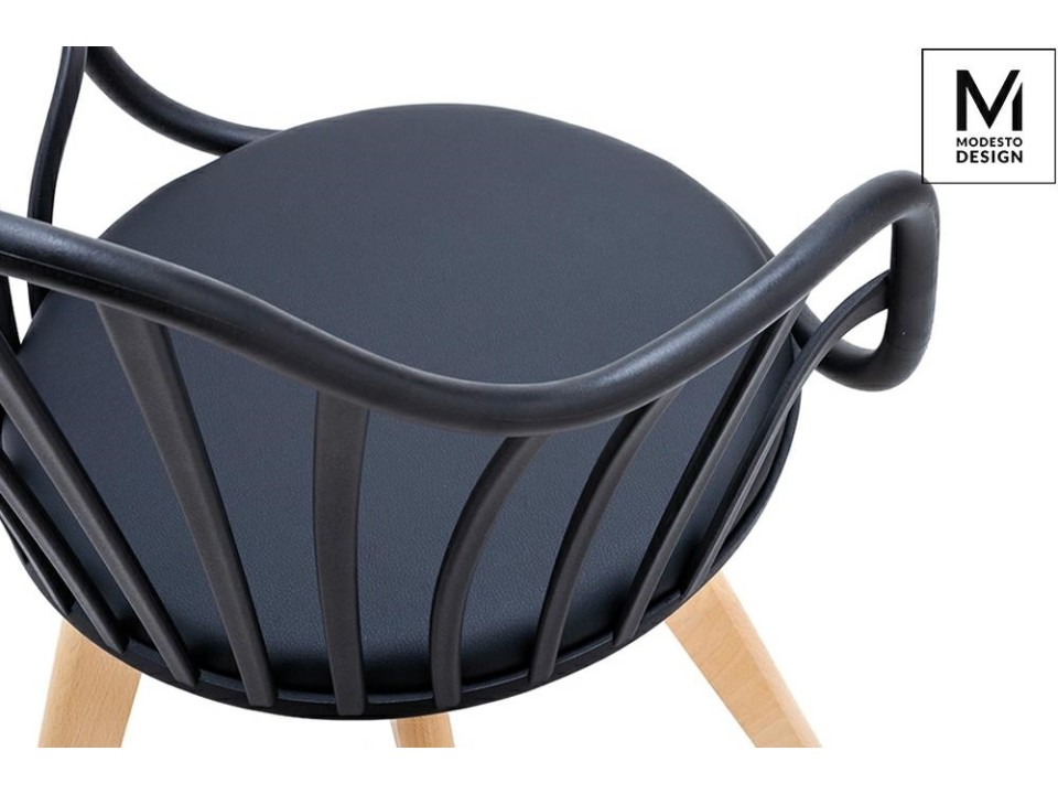 MODESTO krzesło ALBERT ARM czarne - polipropylen, ekoskóra, drewno bukowe - Modesto Design