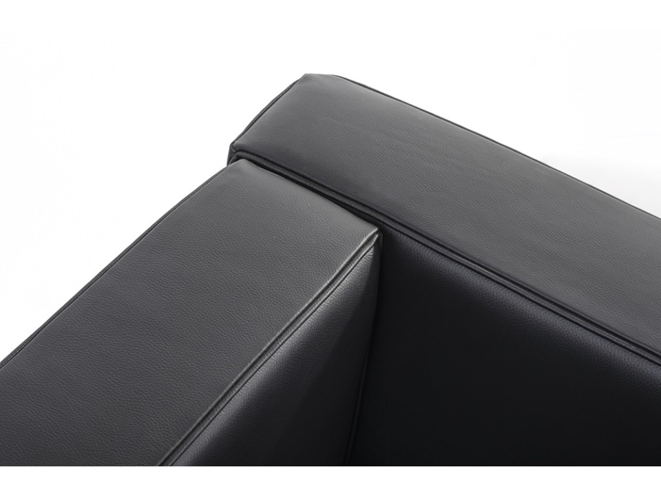 Fotel SOFT LC2 czarny - włoska skóra naturalna, chrom - King Home