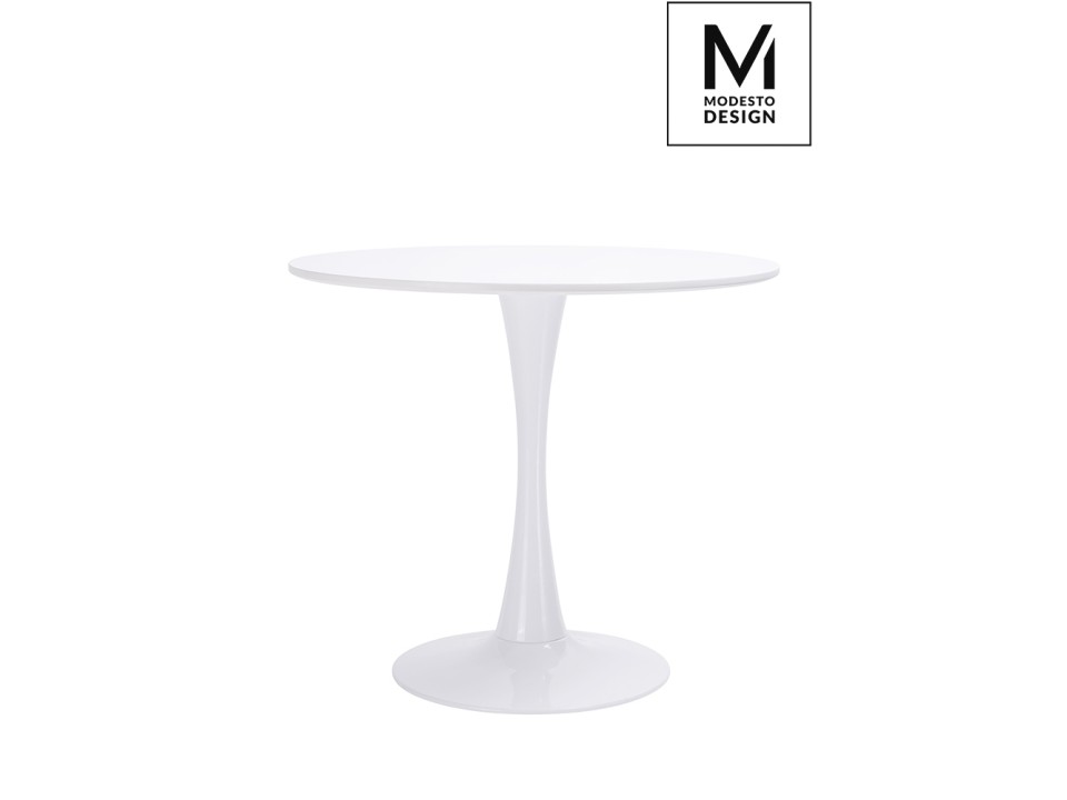 MODESTO stół TULIP FI 90 biały - MDF, podstawa metalowa - Modesto Design
