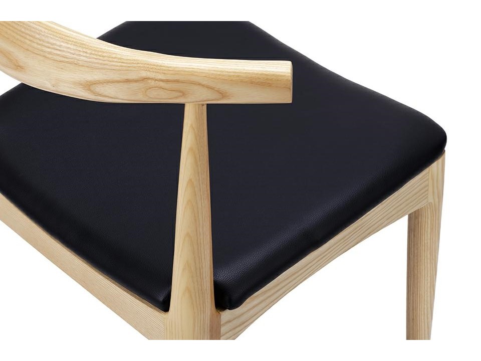 Krzesło ELBOW naturalne - drewno jesion, ekoskóra czarna - King Home