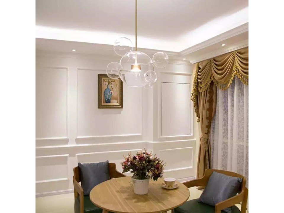 Lampa wisząca CAPRI 6 złota - 60 LED, alumiumium, szkło - King Home