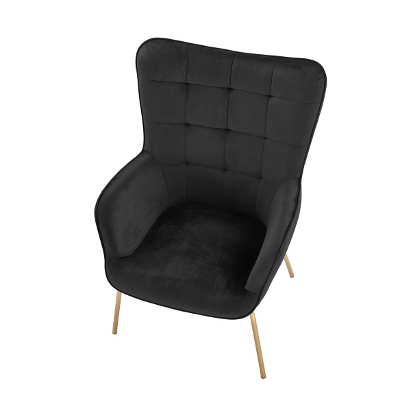 Fotel CASTEL 2 wypoczynkowy złoty / czarny - Halmar