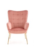 Fotel CASTEL 2 wypoczynkowy złoty / jasny różowy - Halmar