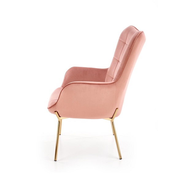 Fotel CASTEL 2 wypoczynkowy złoty / jasny różowy - Halmar