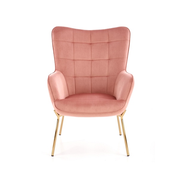 Fotel CASTEL 2 wypoczynkowy złoty / jasny różowy - Halmar