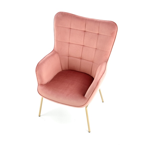Fotel CASTEL 2 wypoczynkowy złoty / jasny różowy - Halmar