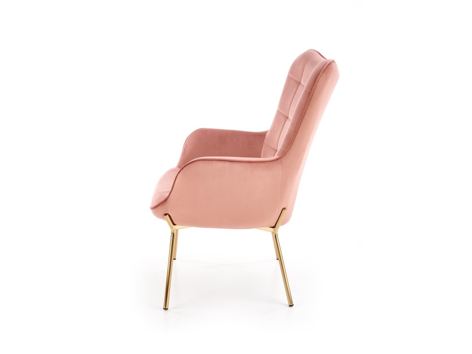Fotel CASTEL 2 wypoczynkowy złoty / jasny różowy - Halmar