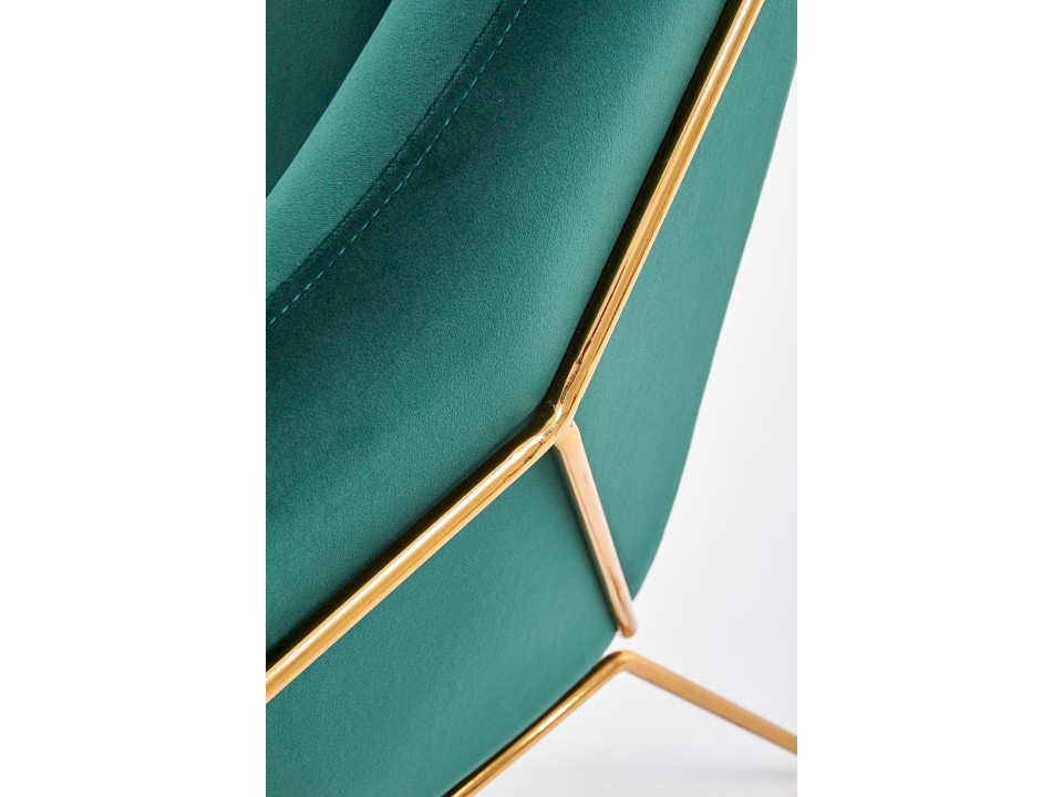 Fotel SOFT 3 wypoczynkowy złoty stelaż, ciemny zielony - Halmar