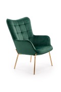 Fotel CASTEL 2 wypoczynkowy złoty / ciemny zielony - Halmar