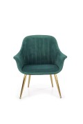 Fotel ELEGANCE 2 wypoczynkowy tapicerka - ciemny zielony, nogi - złote - Halmar