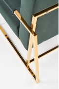 Fotel PRIUS wypoczynkowy, tapicerka velvet- ciemny zielony, stelaż - złoty - Halmar