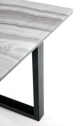 Stół MARLEY rozkładany blat - biały marmur / popielaty, nogi - czarny - Halmar