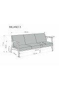 Sofa MILANO 3S - niebieski tap. Castel 74 - Halmar