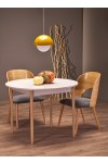 Stół PIVOT rozkładany 102-142x102x75 cm, blat - kaszmir, nogi - naturalny - Halmar