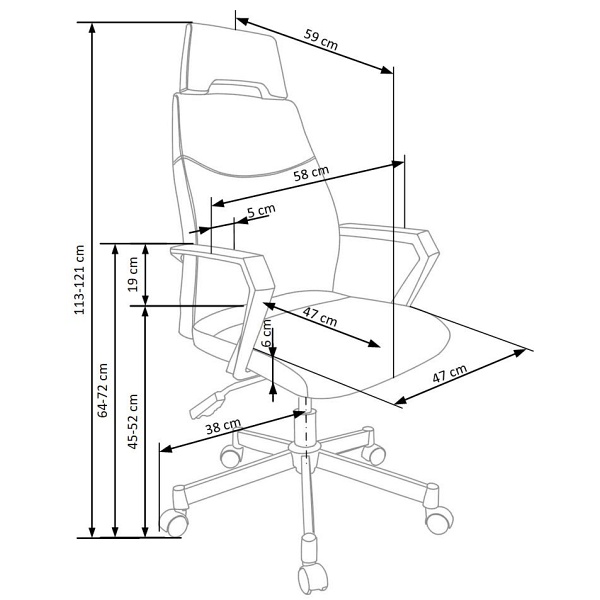 Fotel OLAF pracowniczy popielato-czarny - Halmar