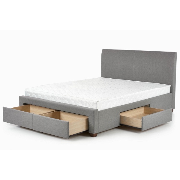 Łóżko MODENA 160 cm tapicerowane z szufladami popiel - Halmar