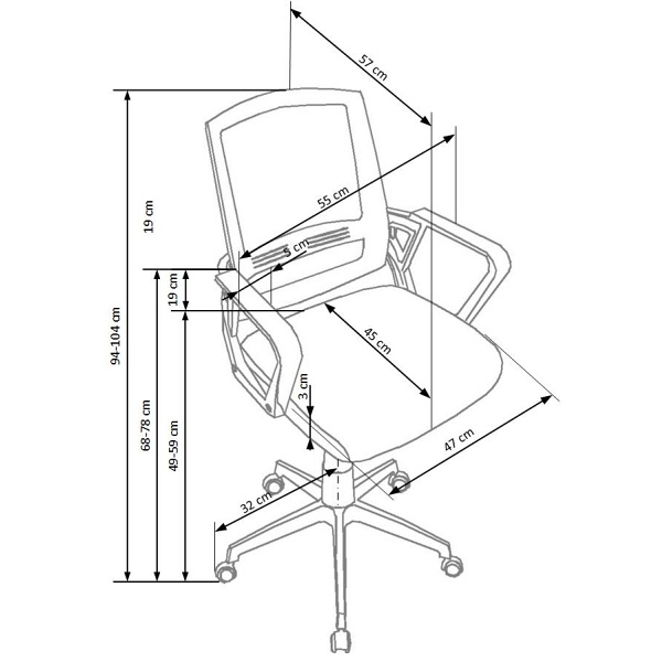 Fotel ASCOT pracowniczy czarno-popielaty-biały - Halmar