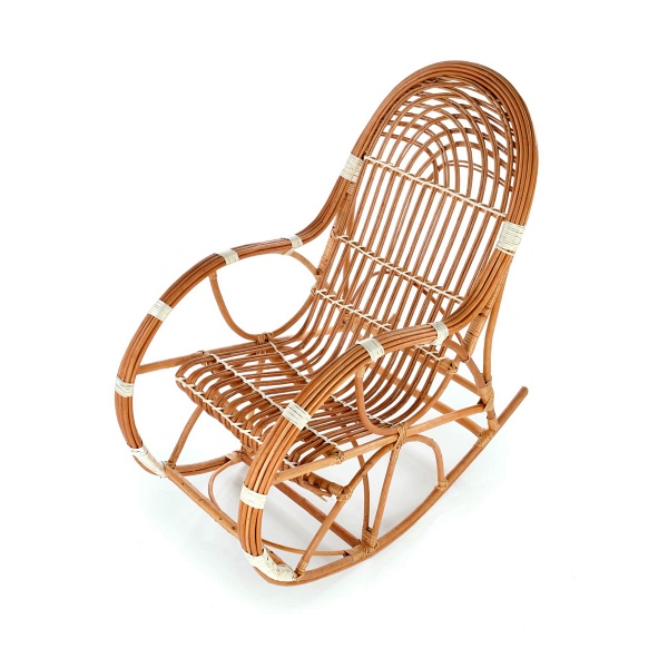 Fotel ROCCO wiklinowy bujany, kolor: naturalny - Halmar