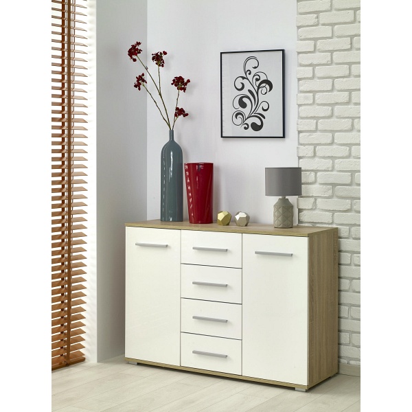 Komoda LIMA KM-4 dąb sonoma / biały - Halmar