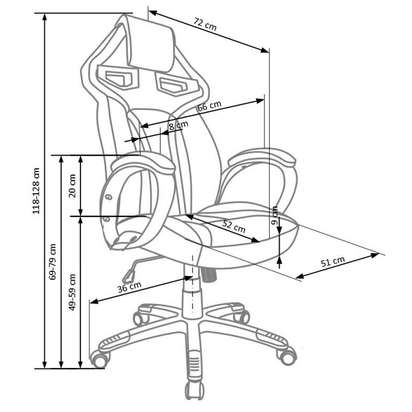 Fotel HONOR gabinetowy czarno-czerwony - Halmar