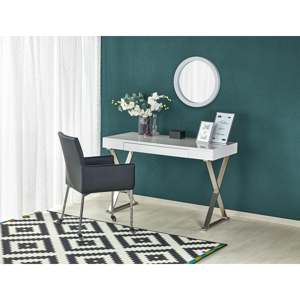 Biurko B31 biały-chrom - Halmar