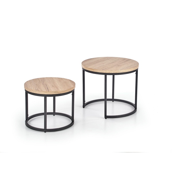 OREO zestaw dwóch ław dąb san remo / czarny - Halmar