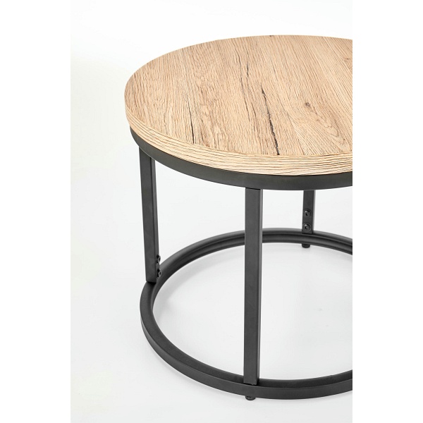 OREO zestaw dwóch ław dąb san remo / czarny - Halmar