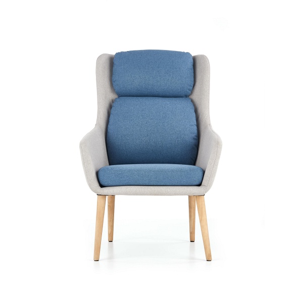 Fotel PURIO wypoczynkowy jasny popiel / niebieski - Halmar