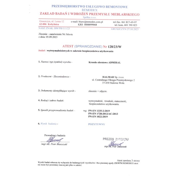 Fotel ADMIRAL gabinetowy popielato / czarny - Halmar