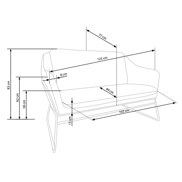 Fotel SOFT 2 XL wypoczynkowy podwójny czarny stelaż, jasny popiel - Halmar