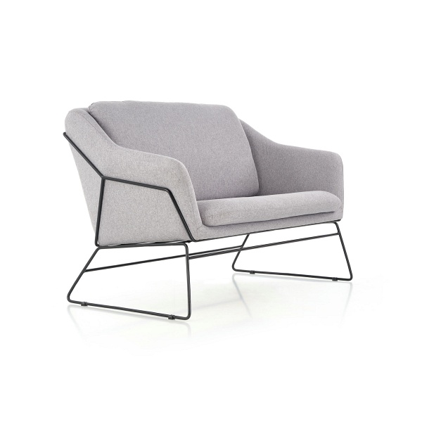 Fotel SOFT 2 XL wypoczynkowy podwójny czarny stelaż, jasny popiel - Halmar