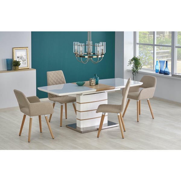 Stół TORONTO rokładany biały / dąb złoty - Halmar